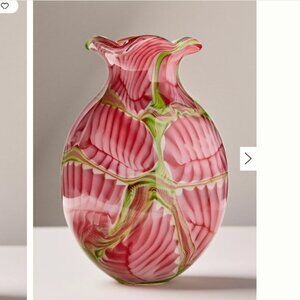 Anthropologie Red Art Glass Vase New